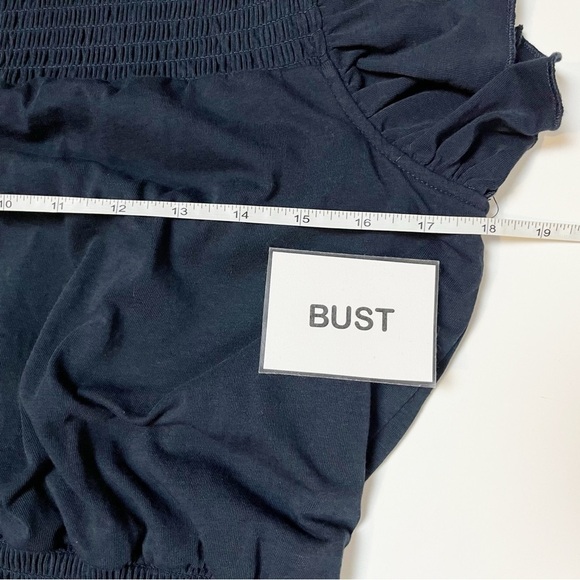 Sundays Ridley Dress Small Navy Blue stretch jersey knit ruffle flutter sleeve - Picture 8 of 10